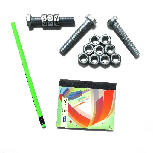 [SKUBB43] SKUBB43 Boredom Busters Busy Bags | Educational DIY toys for kids | Spin -n- Spell (Nuts - Bolts) for Age 5 years above